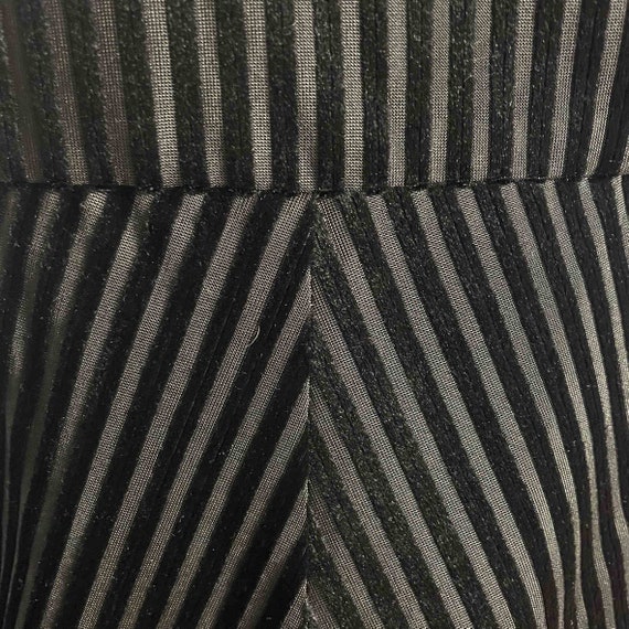 Vintage 1970s black velvet sheer stripe slip dres… - image 4