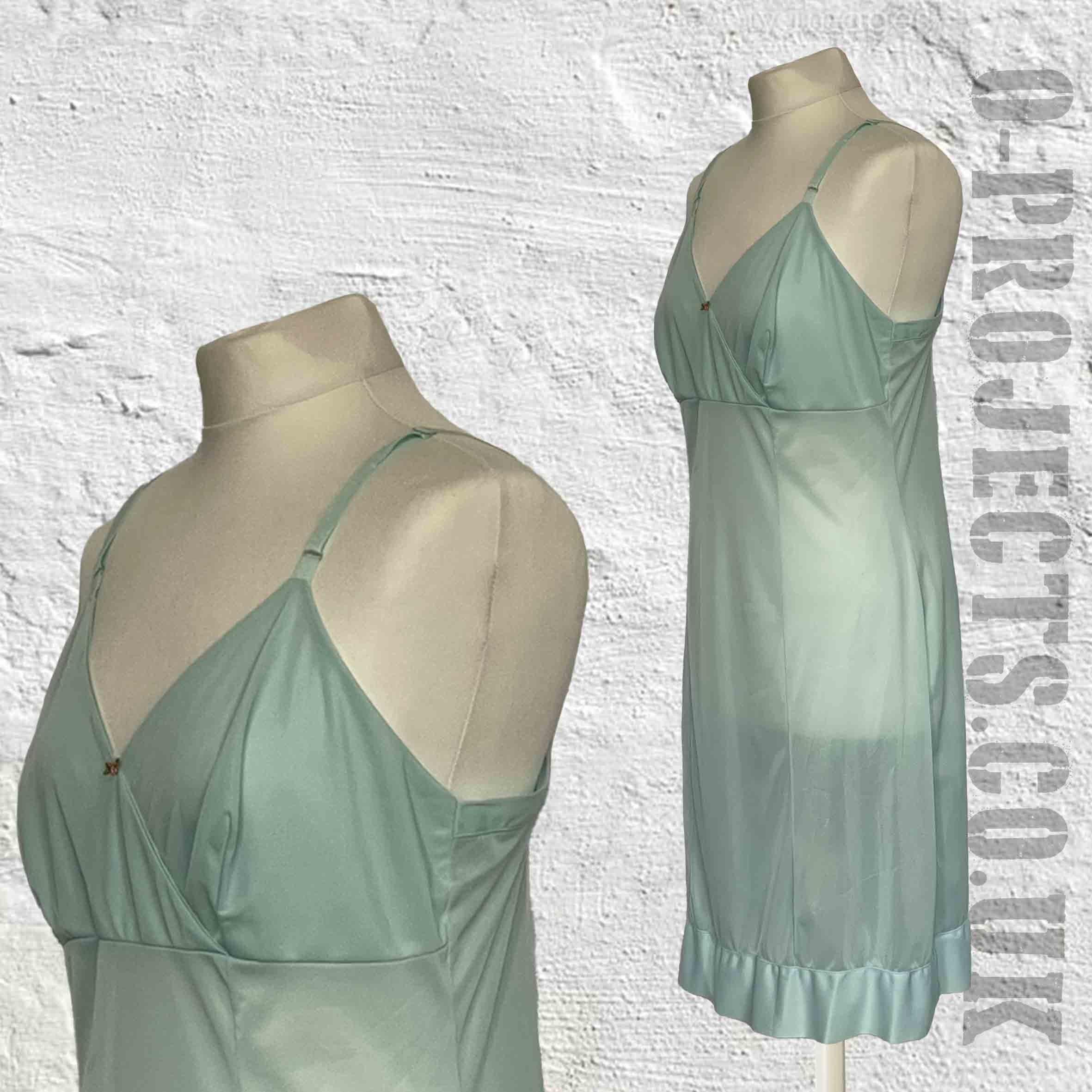 Vintage 1970s Wrap Slip Dress, Lingerie, Boudoir, Pastel Eggshell Blue