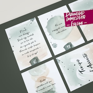 Calendario dell’Avvento stampabile – PDF con frasi di consapevolezza – 24 giorni mindful – Design acquerello verde-grigio