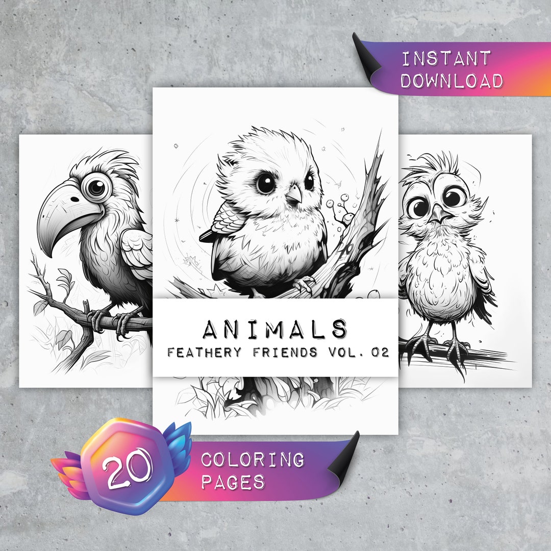 Coloring Pages "animals - Feathery Friends Vol. 02" | Cute Funny Birds ...