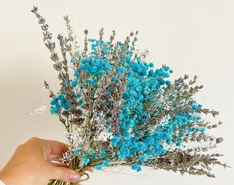 Tenderness Turquoise Baby's Breath Flowers ,Million Stars ,Dried Lavender Bunch Bouquet, Dried Centerpiece, Bridal Lavender Bouquet