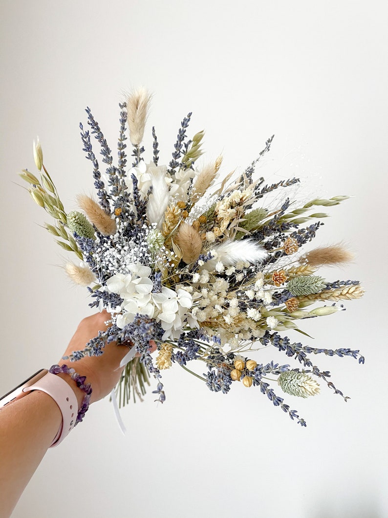 Neutral Medium Dried Lavender Bouquet Dry Floral Wedding | Etsy