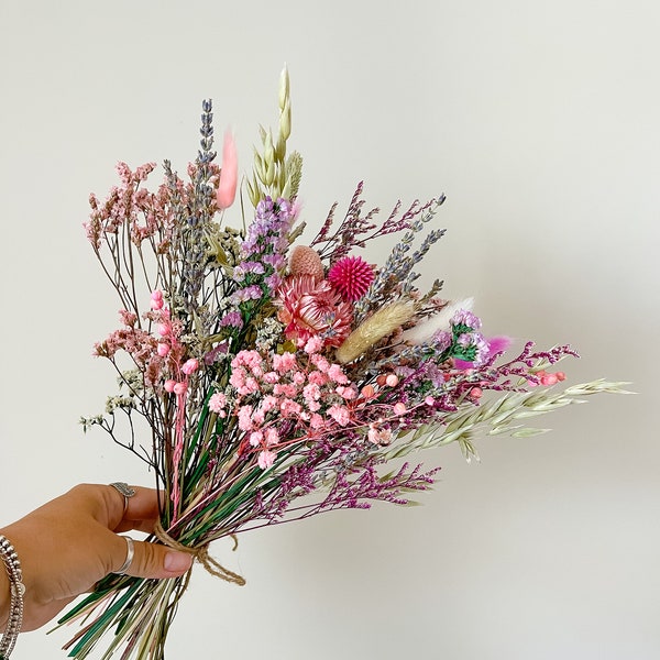 Ewiges Wildblumen-Arrangement, getrocknete Blumen, langlebiger natürlicher Blumenstrauß