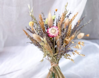 Fall Natural Home decor, Dried Flower Bouquet, Lovely Lavender and Wheat Bouquet, Wedding Bouquet, Natural Scented Bouquet