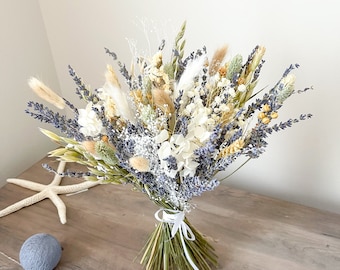 Neutral Medium dried  lavender bouquet, Dry Floral, Wedding bouquet,  Natural flowers, Boho Bouquet