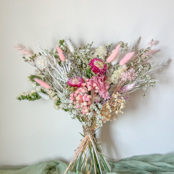 Pink green Petite Lavender Scented Flowers in mix with Dried flowers, Natural  flowers arrangement,  eucalyptus bouquet