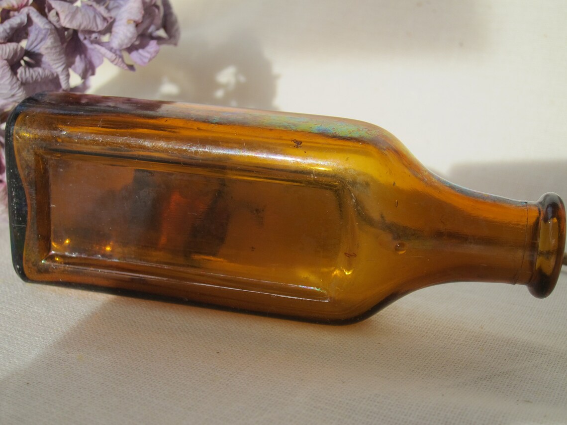 Vintage Amber Glass Pharmacy Bottle Old Glass Bottles Etsy