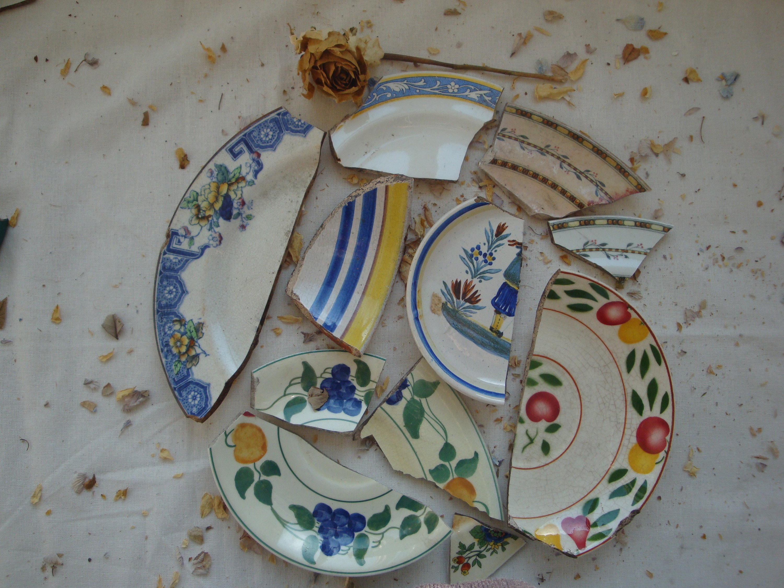 Vintage Broken China Pieces Blue and White Floral Porcelain Etsy