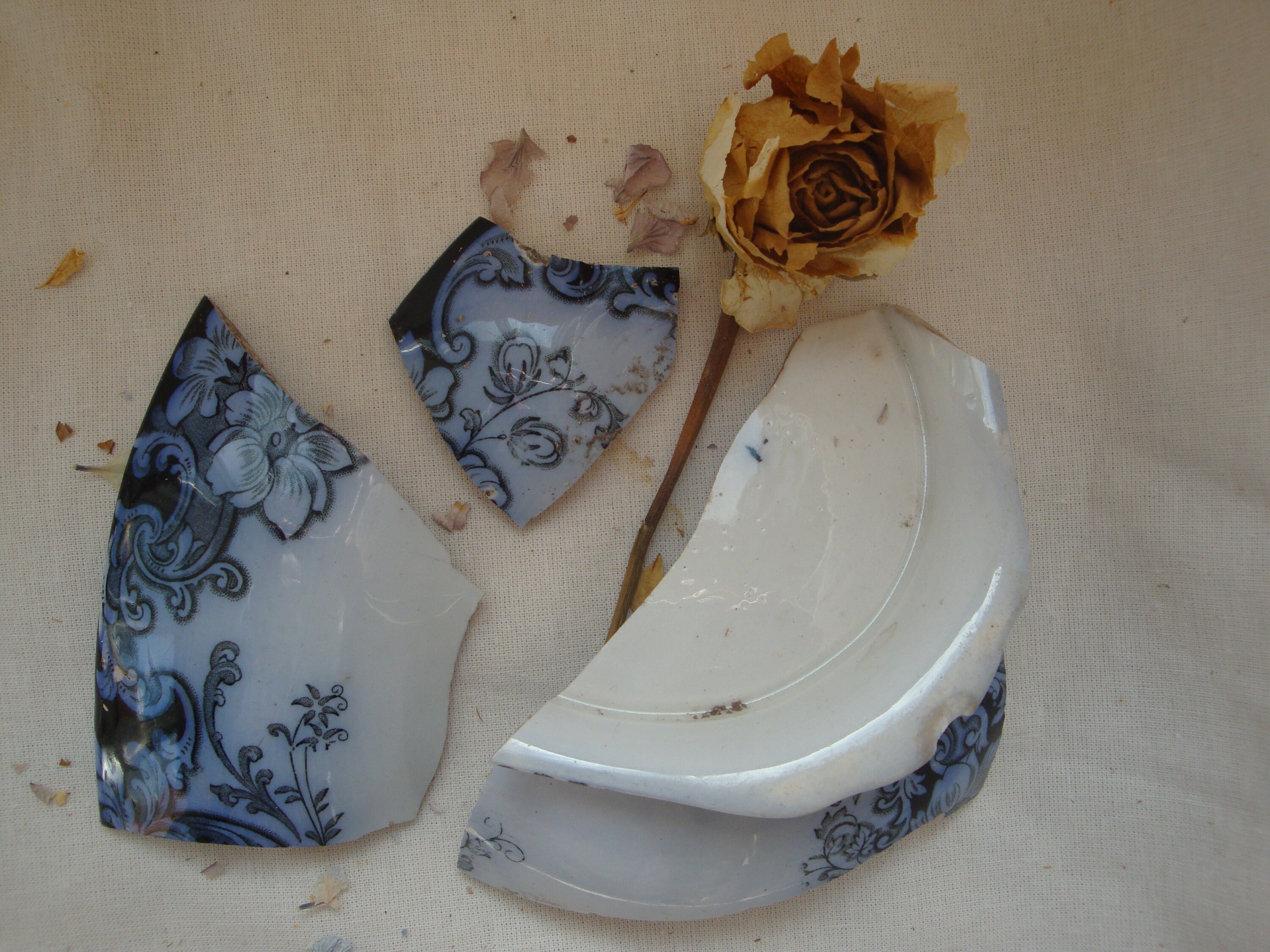 Broken China Pieces Blue and White Patterned China Pieces Etsy