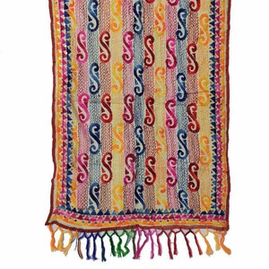 Phulkari Embroidered Dupatta, Georgette Fabric Women Stole, Multicolored Scarf, Phulkari Dupatta Punjabi Style