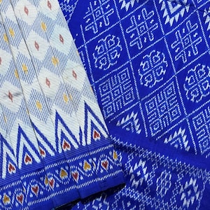 Vintage Pure Silk Saree Pochampally Hand Woven Ikat Patola Indian Sari Fabric 5Yard Craft Saree