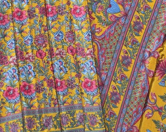 Vintage Crepe Silk Saree Fabric: Floral Print, 5 Yards, Dressmaking Material