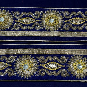 Vintage Saree Borte Handwerk Dekor Vintage Sari Borte Indische Sari Borte Designer Stickerei Borte DIY Kostüm Stoff Vintage Seide Saree Borte