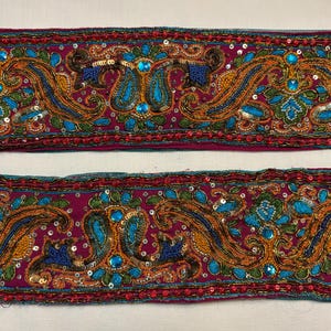 Borda de sari vintage, decoração artesanal, guarnições de sari vintage, borda de sari indiana, designer de borda bordada, faça você mesmo, traje de tecido, guarnição de sari