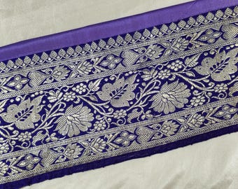 Vintage Banarasi Silk Saree Border: Indian Brocade Trim