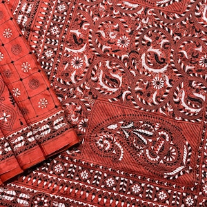 Antique Beautiful Vintage Indian Pure Silk Kantha Handmade Embroidered Bengal Saree Wedding Wear Party Wear Sari