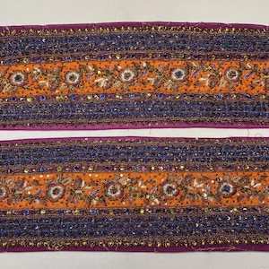 Vintage indische Sari Borte Nähen Perlen Dekorative Zierleiste Zierleisten Hand Gestickt Pailletten Perlen Stein Arbeit Handwerk Dekor DIY Spitze