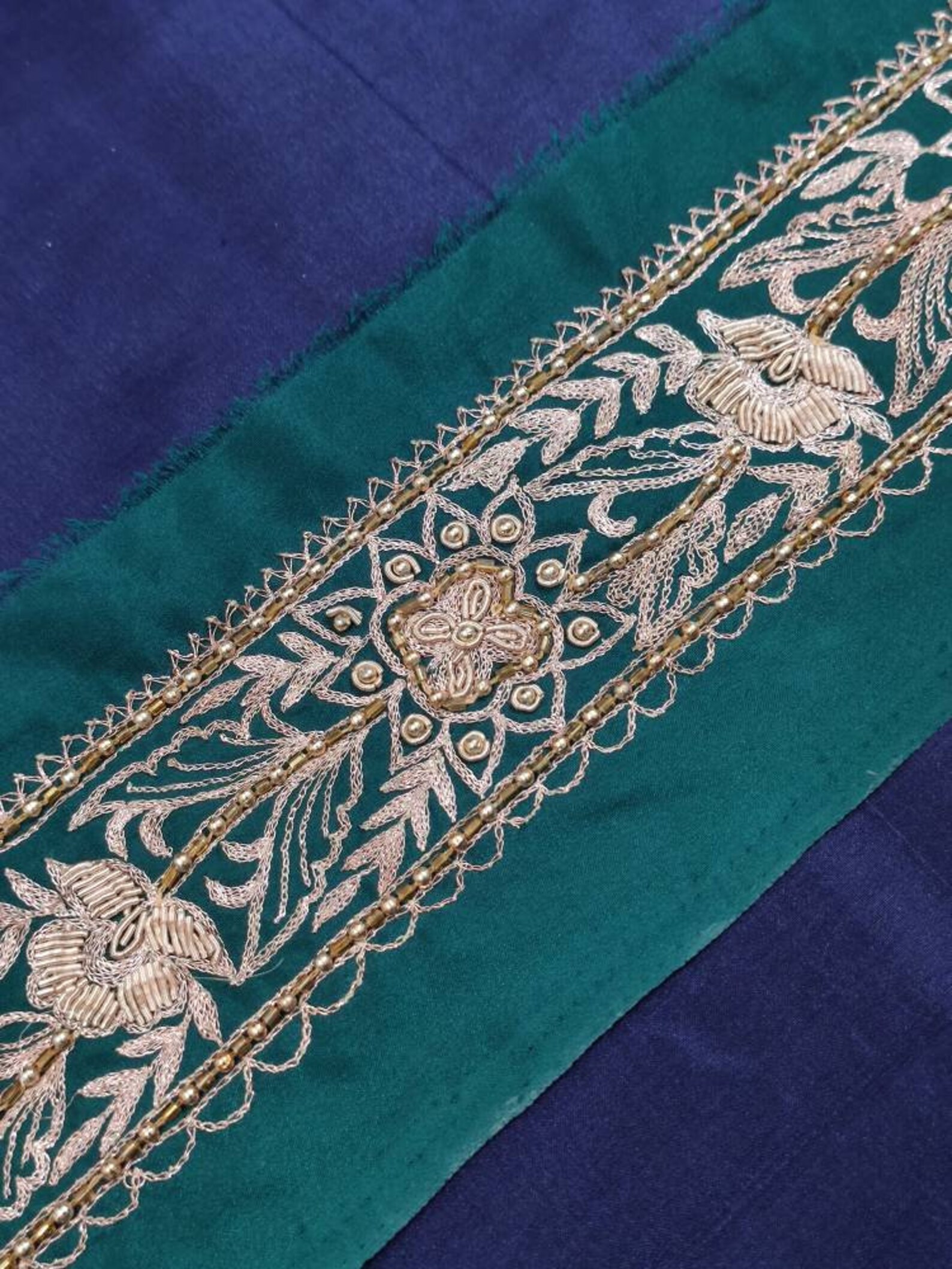 Vintage Indian Sari Border Zardozi Embroidered Trim Ribbon - Etsy