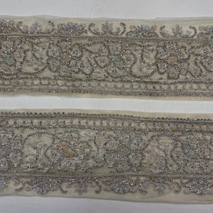 Vintage Indiase sari-rand naaien kralen decoratieve afwerking antiek lint handgeborduurde pailletten kralen stenen werk ambacht decor DIY kant