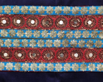 Vintage Sari borde costura bordado cinta tradicional encaje boda festivo pared colgando lentejuelas étnicas Saree frontera