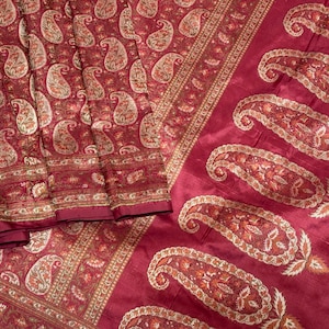 Vintage Heavy Wedding Saree Pure Satin Silk HandWoven Banarasi Brocade Indian Sari Fabric