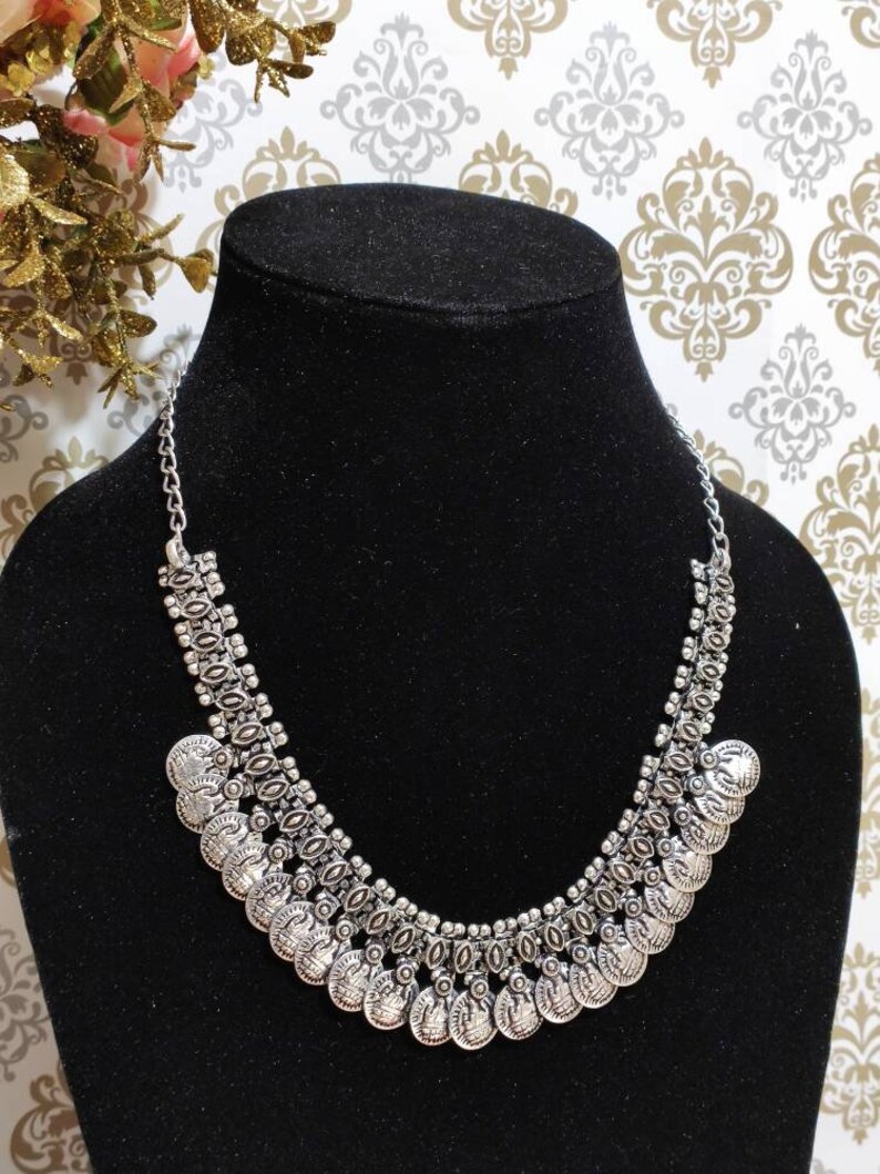 Oxidized German Silver Necklace Oxidized Indian Jewelry Bollywood Design Jewelry Boho Jewelry Tirbal Oxidised Necklace