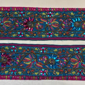 Vintage indische Sari Borte Nähen Perlen Dekorative Zierleiste Zierleisten Hand Gestickt Pailletten Perlen Stein Arbeit Handwerk Dekor DIY Spitze