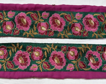 Vintage Indiase Sari Grens Naaien Kralen Decoratieve Trim Antiek Lint Hand Geborduurde Pailletten Kralen Steen Werk Craft Decor DIY Kant