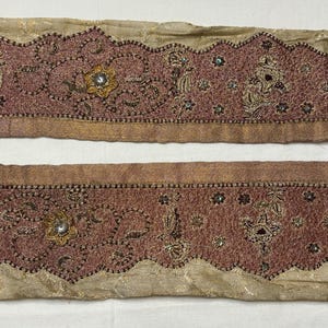 Borda de sari indiano vintage, costura, miçangas, guarnição decorativa, fita antiga, lantejoulas bordadas à mão, contas, pedra, artesanato, decoração, renda faça você mesmo