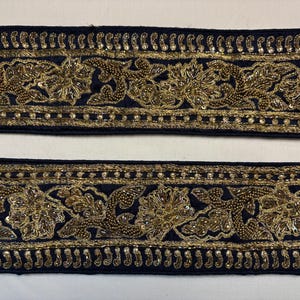 Vintage Indiase sari-rand naaien kralen decoratieve afwerking antiek lint handgeborduurde pailletten kralen stenen werk ambacht decor DIY kant