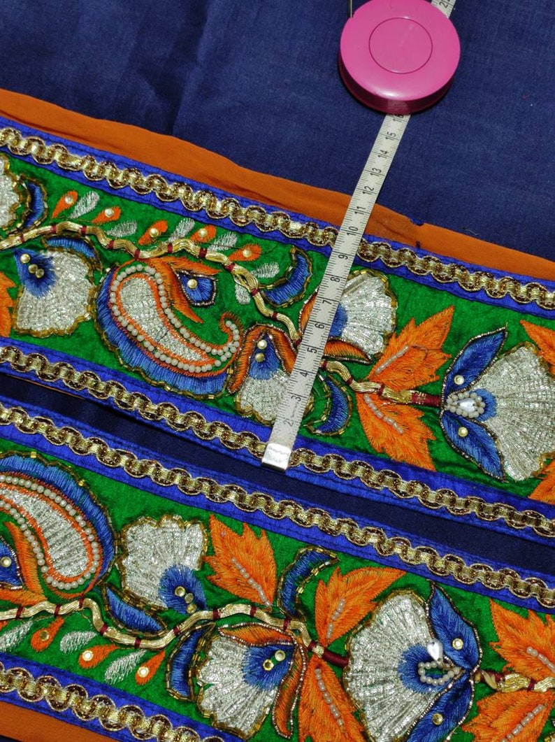 Vintage indiano Sari bordo cucito taglio nastro ricamato pizzo antico fai-da-testa casa decorazione matrimonio festivo muro appeso paillettes etnico immagine 6