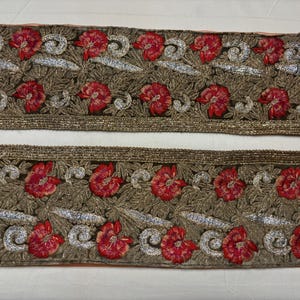 Borda de sari indiano vintage, costura, miçangas, guarnição decorativa, fita antiga, lantejoulas bordadas à mão, contas, pedra, artesanato, decoração, renda faça você mesmo