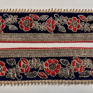 Vintage Saree Borte Handwerk Dekor Vintage Sari Borte Indische Sari Borte Designer Stickerei Borte DIY Kostüm Stoff Vintage Saree Borte