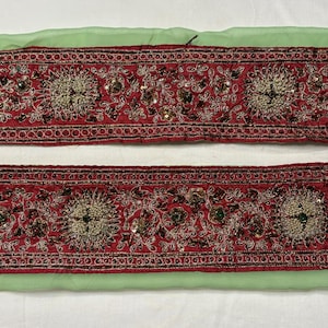 Vintage Indiase sari-rand naaien kralen decoratieve afwerking antiek lint handgeborduurde pailletten kralen stenen werk ambacht decor DIY kant