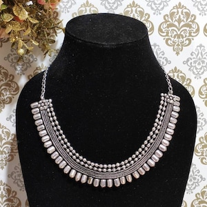 Oxidized Silver Necklace Oxidized Indian Jewelry Bollywood Design Jewelry Boho Jewelry Tirbal Oxidised Necklace