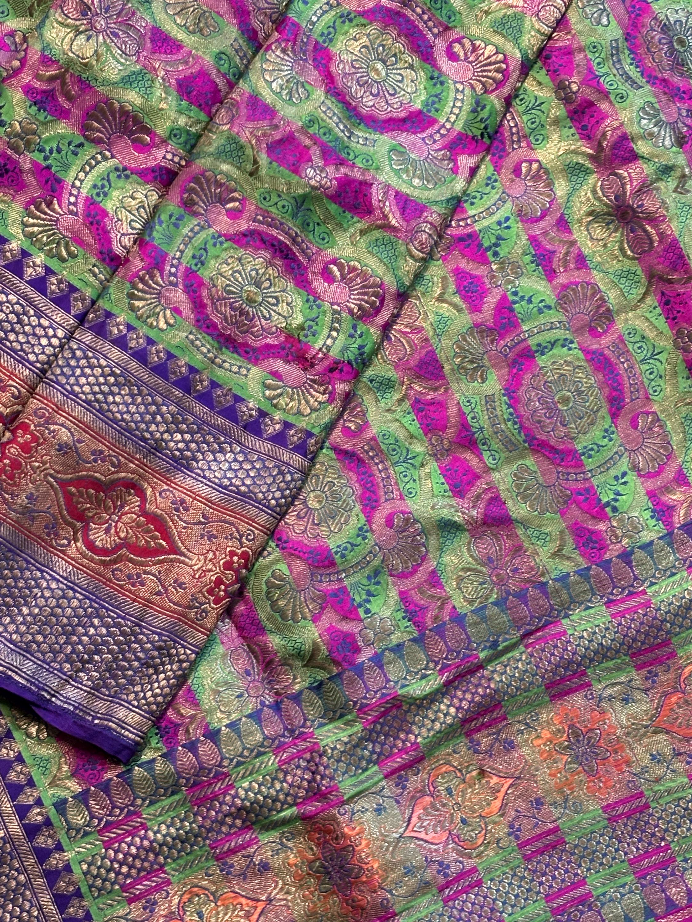 Vintage Banarasi Brocade Sari, Gold & Silver Work Fabric - Etsy