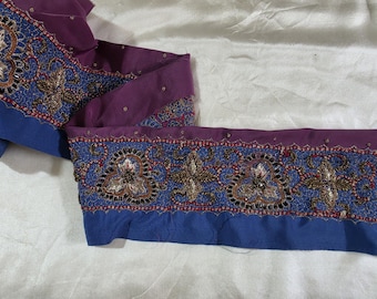 Vintage Embroidered Sari Border Trim: Indian Sewing Ribbon, 1 Yard