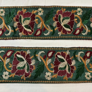 Vintage Saree-rand ambachtelijk decor Vintage Sari-versieringen Indiase Sari-grens Designer borduurrand DIY kostuumstof Vintage zijden sari-versiering