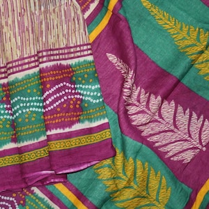 Vintage Saree, Cotton Silk Saree, 5 Yard Cotton Silk Fabric, Sari Printed Sari Indian Sari Dressmaking Craft Cloth