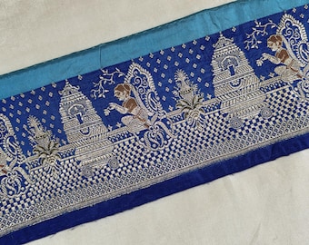 Vintage Banarasi Silk Saree Border: Indian Brocade Trim