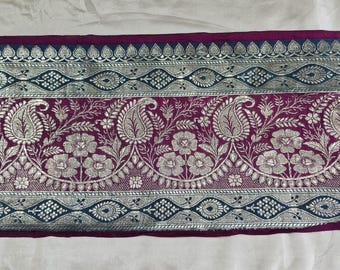 Vintage Banarasi Silk Saree Border: Indian Brocade Trim