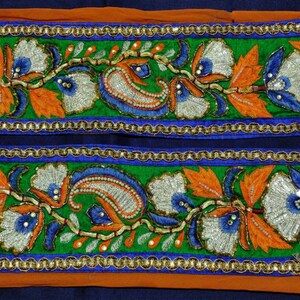 Vintage indiano Sari bordo cucito taglio nastro ricamato pizzo antico fai-da-testa casa decorazione matrimonio festivo muro appeso paillettes etnico immagine 2