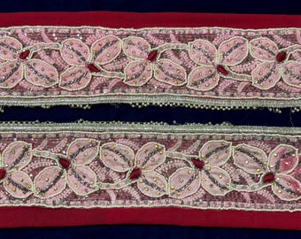 Borde de sari bordado vintage, ribete indio, tela para disfraces DIY