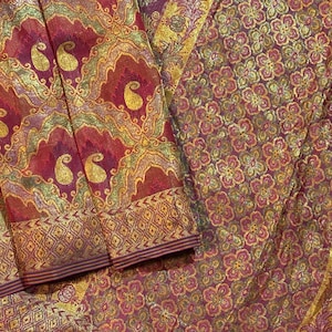 Pure Kanjivaram Silk Sari Indian Saree Rangkat Sari Vintage Fabric