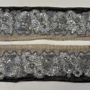 Borda de sari indiano vintage, costura, miçangas, guarnição decorativa, fita antiga, lantejoulas bordadas à mão, contas, pedra, artesanato, decoração, renda faça você mesmo