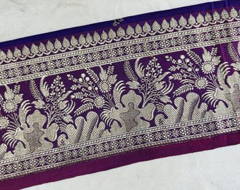 Vintage Banarasi Silk Saree Border: Indian Brocade Trim