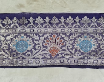 Vintage Banarasi Silk Saree Border: Indian Brocade Trim