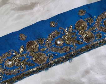Vintage Embroidered Sari Border Trim: Indian Sewing Ribbon, 1 Yard