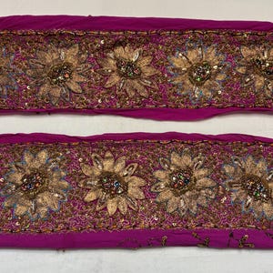Vintage indische Sari Borte Nähen Perlen Dekorative Zierleiste Zierleisten Hand Gestickt Pailletten Perlen Stein Arbeit Handwerk Dekor DIY Spitze