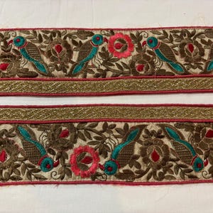 Vintage Saree Borte Handwerk Dekor Vintage Sari Borte Indische Sari Borte Designer Stickerei Borte DIY Kostüm Stoff Vintage Seide Saree Borte